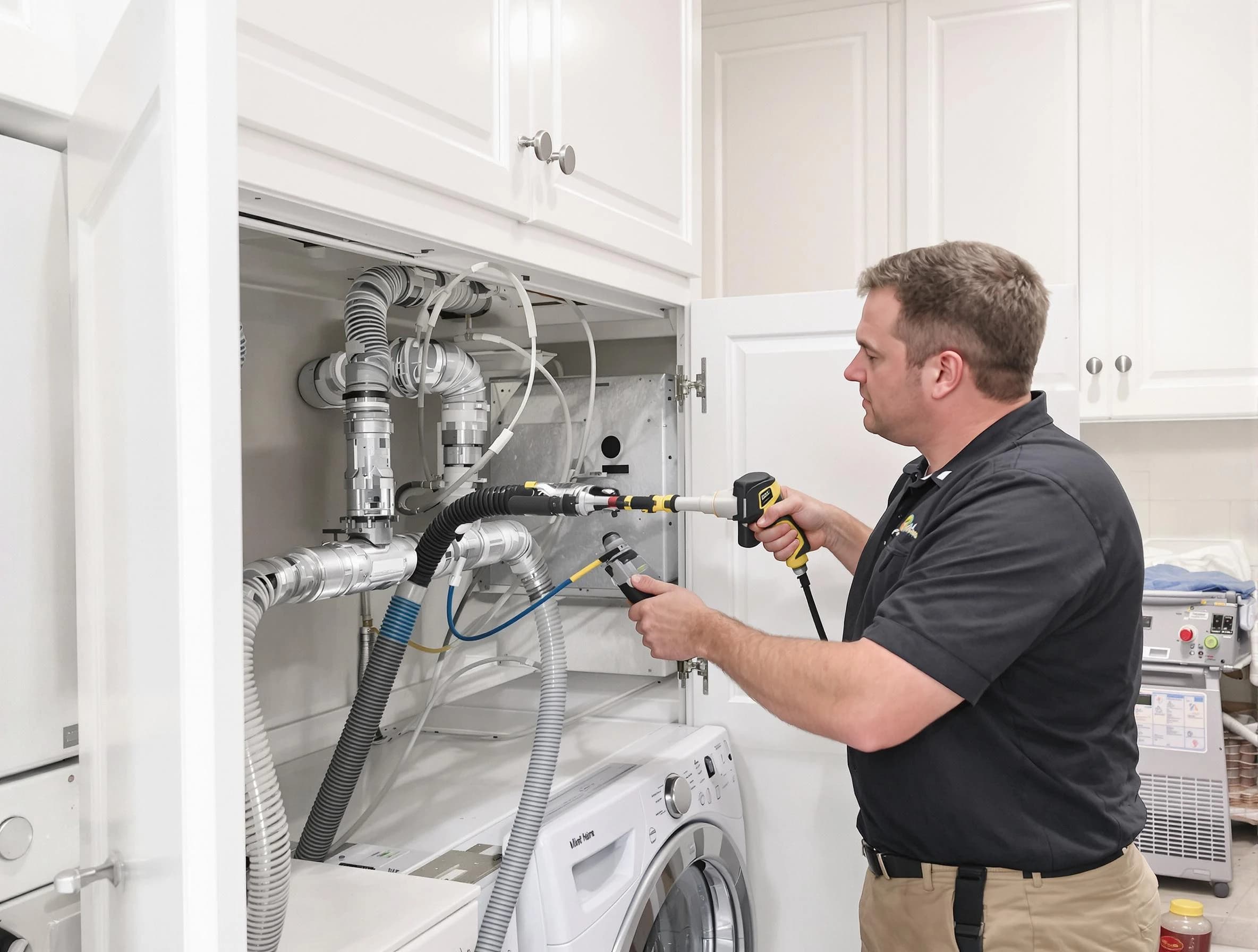 Locust Grove Dryer Vent Cleaning professional removing severe blockage from a clogged dryer vent in Locust Grove