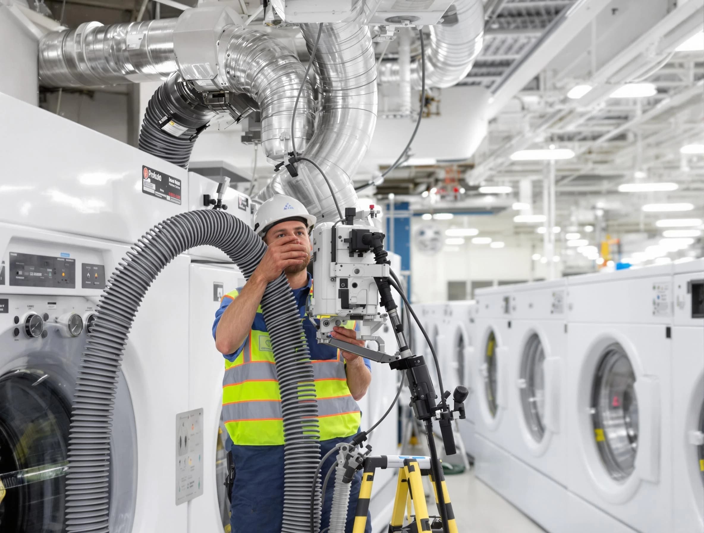 Locust Grove Dryer Vent Cleaning team performing commercial-grade dryer vent cleaning at a business facility in Locust Grove