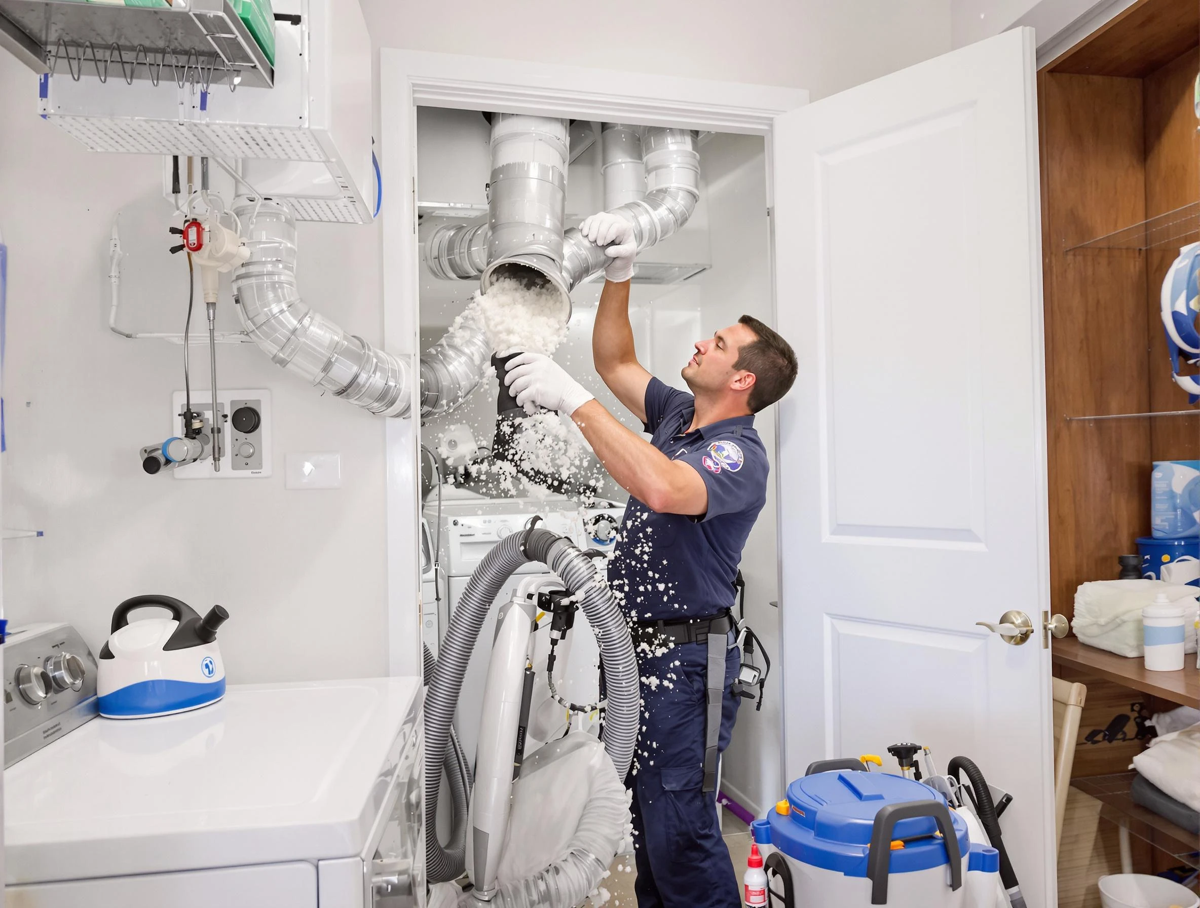 Locust Grove Dryer Vent Cleaning technician delivering thorough residential dryer vent cleaning service in Locust Grove